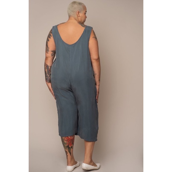 ALTAR HOUSELINE CUPRO POCKET JUMPSUIT in blue, s M - Picture 4 of 6